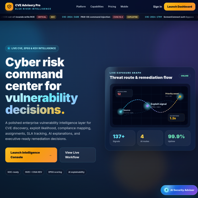 CVE Advisory — live interface preview